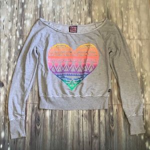 Colorful tribal Heart crop top sweatshirt